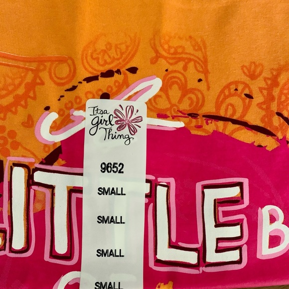 A LITTLE BIT OF DIRT NEVER HURT Orange T-Shirt ~ sz. Small - Picture 3 of 3